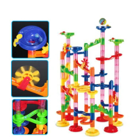 Funny Glass Beads Run Ball Roller Coaster Building Block Construction 105 PCS Marble Race Run Maze Ball Good Toy for Children