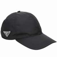PRADA 普拉達 新版三角牌再生尼龍棒球帽(黑色)