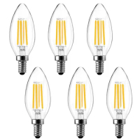6x E14 LED Bulb Filament Candle Lamp C35 Edison Retro Antique Vintage Style Cold/Warm White 2W 4W 6W Chandelier Light AC220V