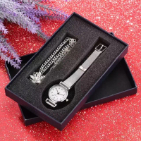 ABL2118 - Jam Tangan Wanita dan Gelang Model Bulat Kecil Tali Rantai Pasir quartz watches