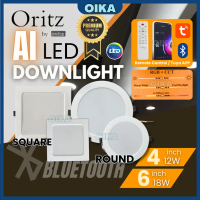 Oritz AI Smart LED Downlight Tuya Smart App Remote Control Bluetooth RGB+CCT Ceiling Lamp 4 Inch 12W