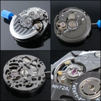 High Accuracy Japan Genuine NH72 Black Skeleton Mechanical Movement For Seiko Mods Automatic Mechanical Replacement Black NH72A