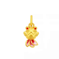 Pure 24K Yellow Gold Pendant Women 999 Gold Goldfish Necklace Pendant 1pcs