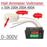 DC 300V 100A 200A 400A Hall Voltmeter Ammeter lithium Battery Monitor 12V 24V 36V 48V 60V 72V 84V Lifepo4 lead-acid Li-ion BMS