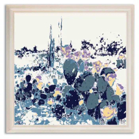 Wang Xiaobai cactus light French retro 3D hand print living room dining room porch decorative painting art hanging painting