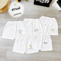 MD KIDS-Quần Cộc Nền Trắng Trơn Hình Thú Dễ Thương Cho Bé Trai Bé Gái 3Kg-14Kg Chất Liệu Thun Lạnh S