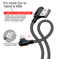 90 Degree Type C Micro USB Cable Support 2.4A Fast Charge 1M 2M for Xiaomi 12 11 Samsung Huawei USB Type C Microusb Cord