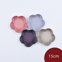 Le Creuset 花形淺盤組 15cm 4入 葡萄紫/粉彩紫/薔薇粉/肉豆蔻 餐盤 陶瓷盤 點心盤 造型盤