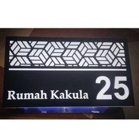 Nomor Rumah LED Akrilik Minimalis Industrial Nomor Rumah LED Neon Box Akrilik Papan Nama Akrilik LED