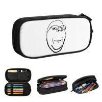 Smiling Wholesome Wojak Soyjak Pencil Cases Large Storage Pen Bags Pen Box Pencil Pouch For Boys Gir