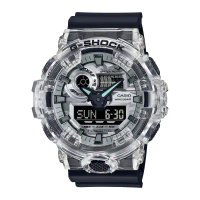 【CASIO 卡西歐】G-SHOCK 百搭潮流 透明迷彩 半透明 大錶徑 雙顯系列 GA-700SKC-1A_53.4mm