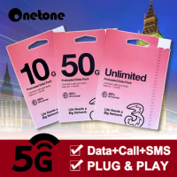 PrePaid Europe (UK THREE) sim card 12GB data+3000 minutes+3000 SMS for 30days with FREE ROAMING/USE in 71destinations all Europe