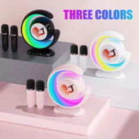 New colorful lighting wireless dual microphone speaker Bluetooth music player KTV Sound System home karaoke for TV boom