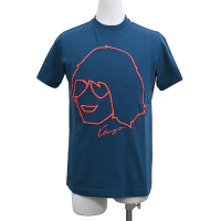 【KENZO】KENZO創辦人造型撞色刺繡LOGO純棉短袖T恤(女款/午夜藍x橘)