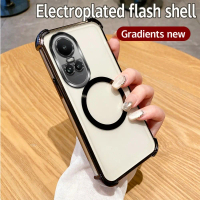 Plating Shockproof Clear Magnetic Ring Phone Case For OPPO Reno 10 Pro+ Reno 7 8 Pro+ Reno 4 5K 7 SE