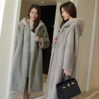 Mink Fur coat for women long and warm whole mink coat for women Windbreaker fur coat for women casual fur coat jacket