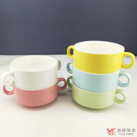 【堯峰陶瓷】馬卡龍早餐杯 湯杯 湯碗 單入| 擺盤必備 | 親子野餐適用 | 燕麥牛奶咖啡