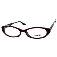 【ANNA SUI 安娜蘇】時尚質感金屬架造型平光眼鏡(酒紅 AS08801)