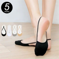 5 Pairs Invisible Boat Socks Women Summer Thin Breathable Soft Socks for High Heels Shoes Ultra-thin Nylon