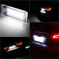 โคมไฟป้ายทะเบียน LED, สำหรับรถยนต์, สีขาว, เหมาะสำหรับ Audi A3, S3, 8P, A4, B6, B7, A5, A6, 4F, Q7, 