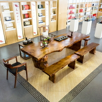 實木茶幾茶桌椅組合簡約現代辦公室茶臺新中式大板泡茶桌功夫茶桌