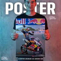 Poster Veda Pratama Pembalap MotoGP Moto3 No. 9 Honda Asia Motor GP Hiasan Dinding Custom Gambar 120