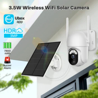 UBox APP 3MP WiFi Security Camera PIR Spotlight Color Night Vision CCTV Surveillance Cameras PTZ Siren Camera with Solar Battery