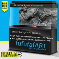 sticker wallpaper background aquarium belakang 3d tema gambar batu/ rockstone BW2
