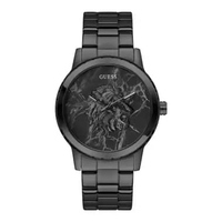 Jam Tangan Pria Guess Trend GW0958G3 Men Black Dial Black Stainless Steel Strap Hitam