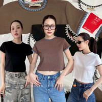 ส่งด่วน  [VALEN] MD Crop top  เสื้อยืด ทรงครอป แต่งขอบน่ารัก คําแนะนําการขายที่ร้อนแรงในเดือนนี้