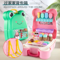 Children's Home Backpack Kitchen Cooking Set Girls' Toys Simulation Cut Fruit Cake Ice Cream