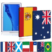 Tablet Case for Huawei MediaPad M5 10.8"/M5 Lite 10.1"/M5 Lite 8/T5 10 10.1"/T3 10 9.6"/T3 8.0" Flag Prints Shockproof HardShell