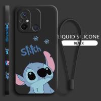 Stitch Lilo Angel For Xiaomi Redmi 12 12C 11 Prime A1 10 10X 9 9A 9AT 8 Pro 4G 5G Liquid Left Rope Phone Case Fundas