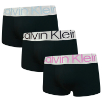 【Calvin Klein 凱文克萊】Reconsidered Steel絲質寬腰帶合身四角/平口褲/CK內褲(淺藍、深咖、桃紅 三入組)