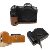 Portable Camera Bag PU Leather Case Cover For Canon EOS R6 R6II R5 R7 R10 RP Protective Shell Shoulder strap