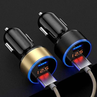 2 USB Car Charger 12-24V LED Digital Car Adapter Socket Quick Car Phone Charger With LED Lamp For IPhone Xiaomi 3.0A QC3.0