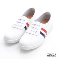 ZUCCA-文青橫紋皮革休閒鞋-藍-z7208be
