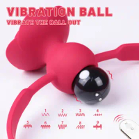 Rose Vibrators Mouth Plug BDSM Erotic Products Vibrating Egg Mouth Gags Mouth ball Slave Sex Tools for Woman Bondage Punishment