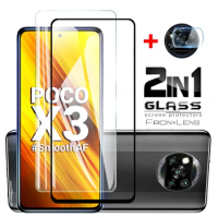 2in1 Tempered Glass for Xiaomi Poco X3 NFC Screen Protector Xiaomi Mi Pocophone X3 Pro X3Pro X3NFC F3 M3 Protective Glass Case