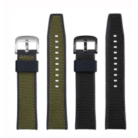 Woven Nylon Rubber Bottom Watchband Strap for Tissot T116 Seiko 5 SSB373P1 Mido Citizen Waterproof Silicone Bracelet 21mm 22mm