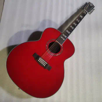 12 strings Jumbo F50 electric guitar, professional guitar with 3 knobs, red gloss, Guild, acoustic, 