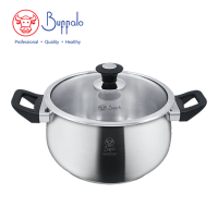 Buffalo 36624SN PRECIOUS II 304不銹鋼加厚底雙耳煲連玻璃蓋 24cm / 5.9L 香港行貨 