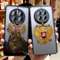 Matte Case for Huawei P60 P50 P40 P30 P20 MATE 40 30 20 PRO PLUS Y7P Y8P Y9 Case Funda Shell Fashion Russia Russian Flags Emblem