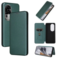 For OPPO Reno10 Pro Plus Case Luxury Flip Carbon Fiber Skin Magnetic Adsorption For OPPO Reno 10 Pro + Phone Bags
