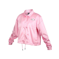 NIKE 女緞面運動外套-立領外套 復古 短版 休閒 CU5352-654 亮粉紅白黑