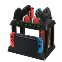 For NS Switch Multifunctional Charging Station Stand Holder Bracket for PokeBall Switch Host Pro JoyCon Controller Storage Rack