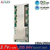 20S 150A/200A Lithium Polymer Smart BMS/PCM/PCB Battery Protection Board for 20 pack 18650 Li-ion Battery Cell w/ Balance w/APP