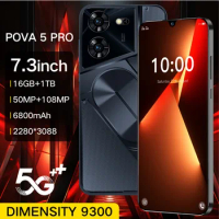 Original Mobile Phones Pova 5 Pro 7.3 HD Smartphone 16G+1T Dual Sim Face Recognition Android Cellphones 6800mAh 4G 5G Cell Phone