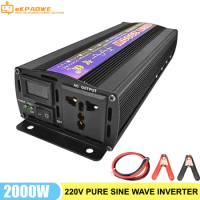 2000W Inverter 12v 220v Pure Sine Wave Voltage DC 12V 24V To AC 110V 220V Transformer Power Converter Solar Inverter