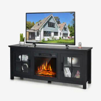 Costway 58 Inches Fireplace TV Stand for TVs up to 65 Inches W/ 1400W Electric fireplace